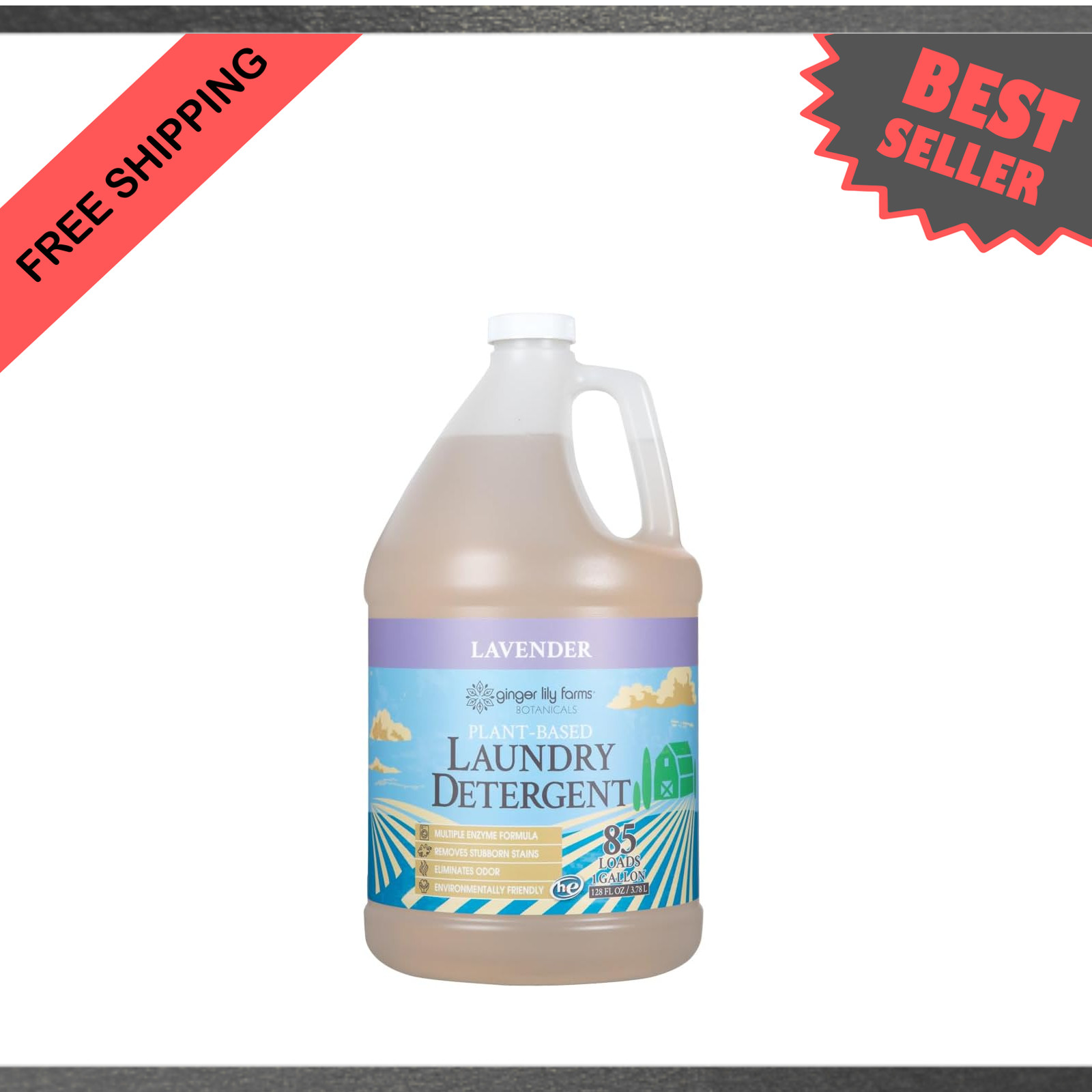 Liquid Laundry Detergent Plant-Based Lavender Concentrated Formula HE Compatible