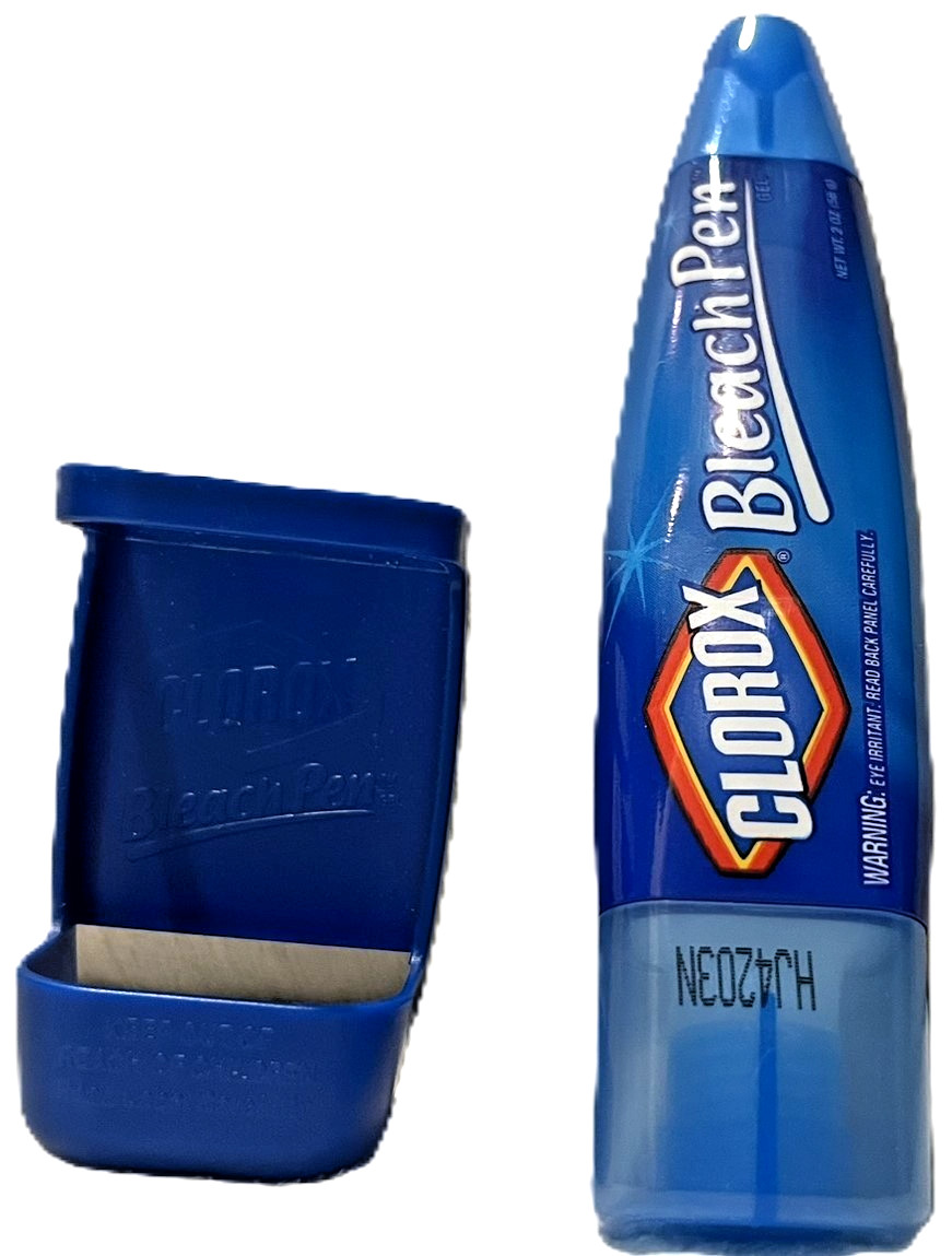 Clorox Bleach Pen Dual Tipped 2 Oz + Magnetic Holder NOS Discontinued 2002 Blue