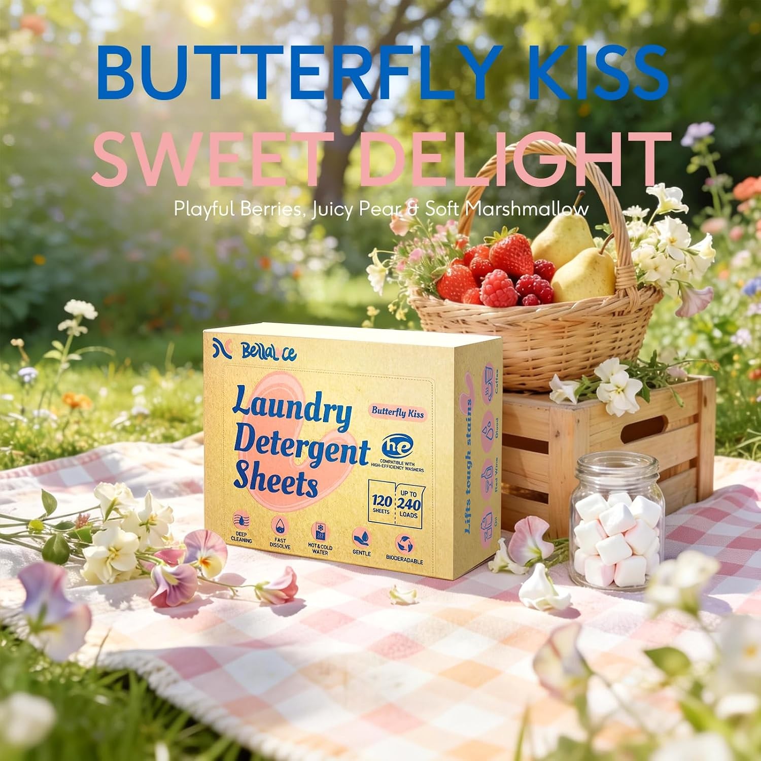 BellaLuce Laundry Detergent Sheets, 240 Loads, Floral Fruity Scent |