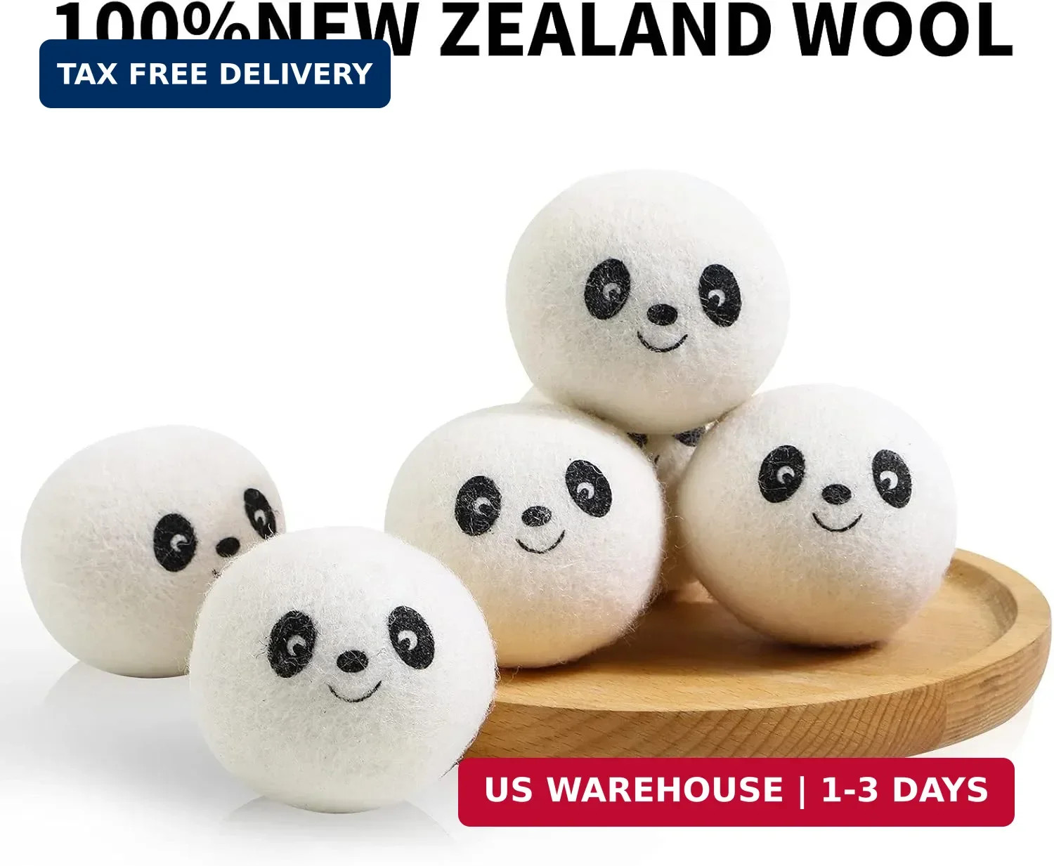 Wool Dryer Balls – Natural Fabric Softener, Reusable, Reduces Clothing Wrinkles