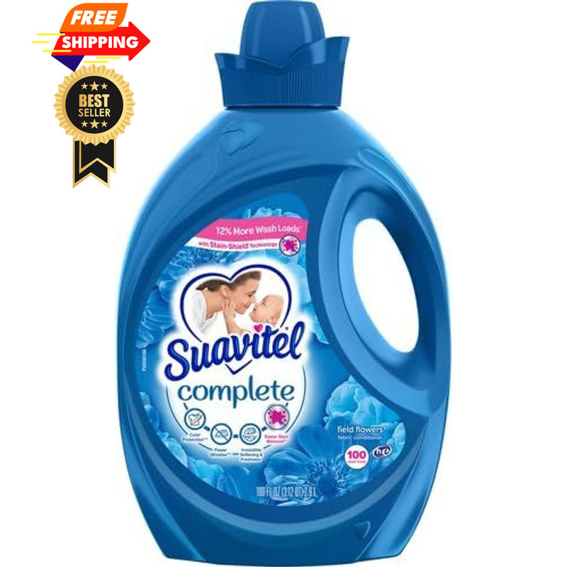 Suavitel Complete Liquid Fabric Softener, 100 Fl Oz (Pack of 1), Blue