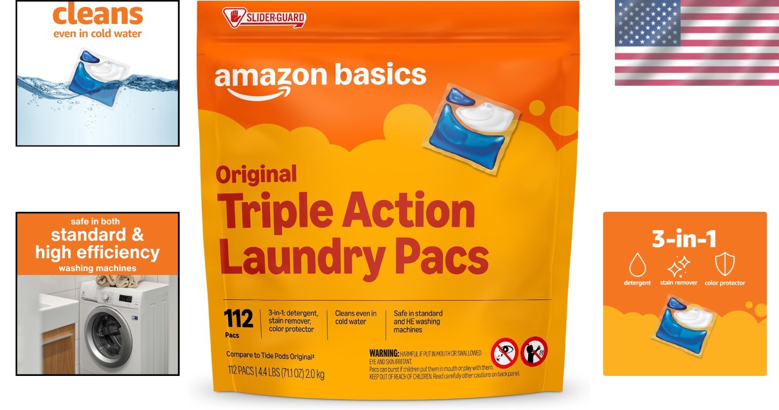 112 Count Laundry Detergent Pacs – Powerful Triple Action with Scent
