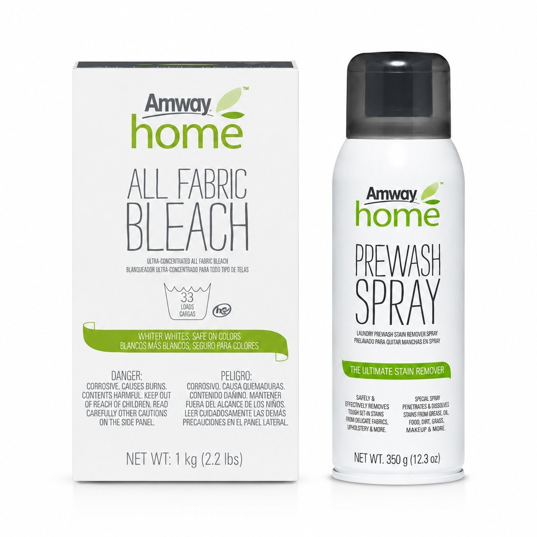 Amway Home Fabric Bleach + Prewash Spray, HE, 33 Loads, 2 Pack