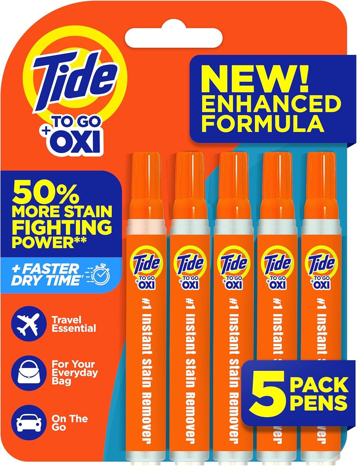 Tide Stain Remover for Clothes, To Go Pen, 0.34 Fl Oz (Pack of 5)