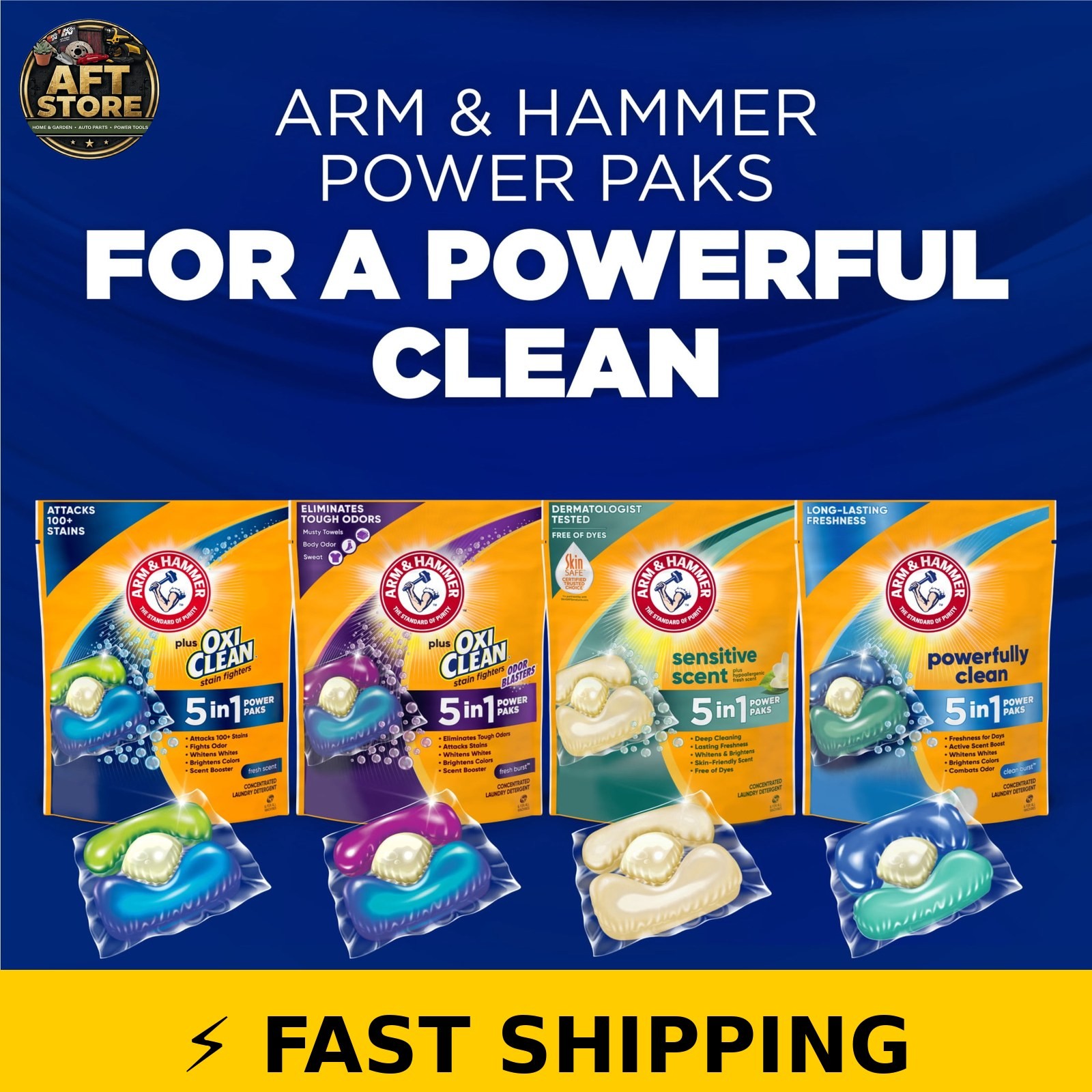 ARM & HAMMER Plus OxiClean 5-in-1 Laundry Detergent Paks, Fresh Scent, 42 Count