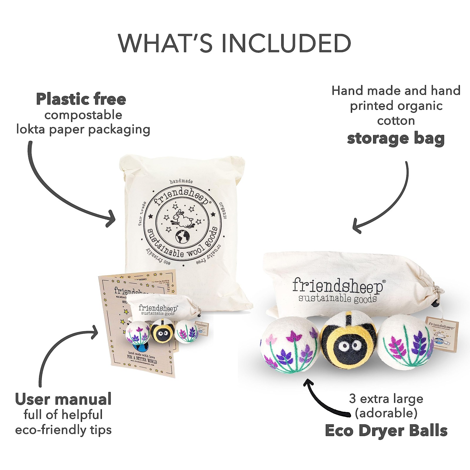 Wool Dryer Balls, Organic Reusable Fabric Softener Alternative for Laundry, H…