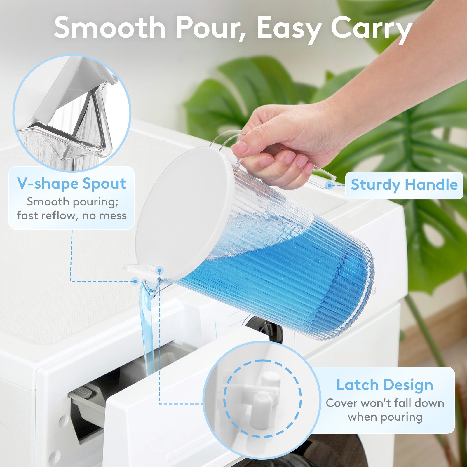 Lifewit Plastic Laundry Detergent Dispenser with Handle,51oz Detergent container