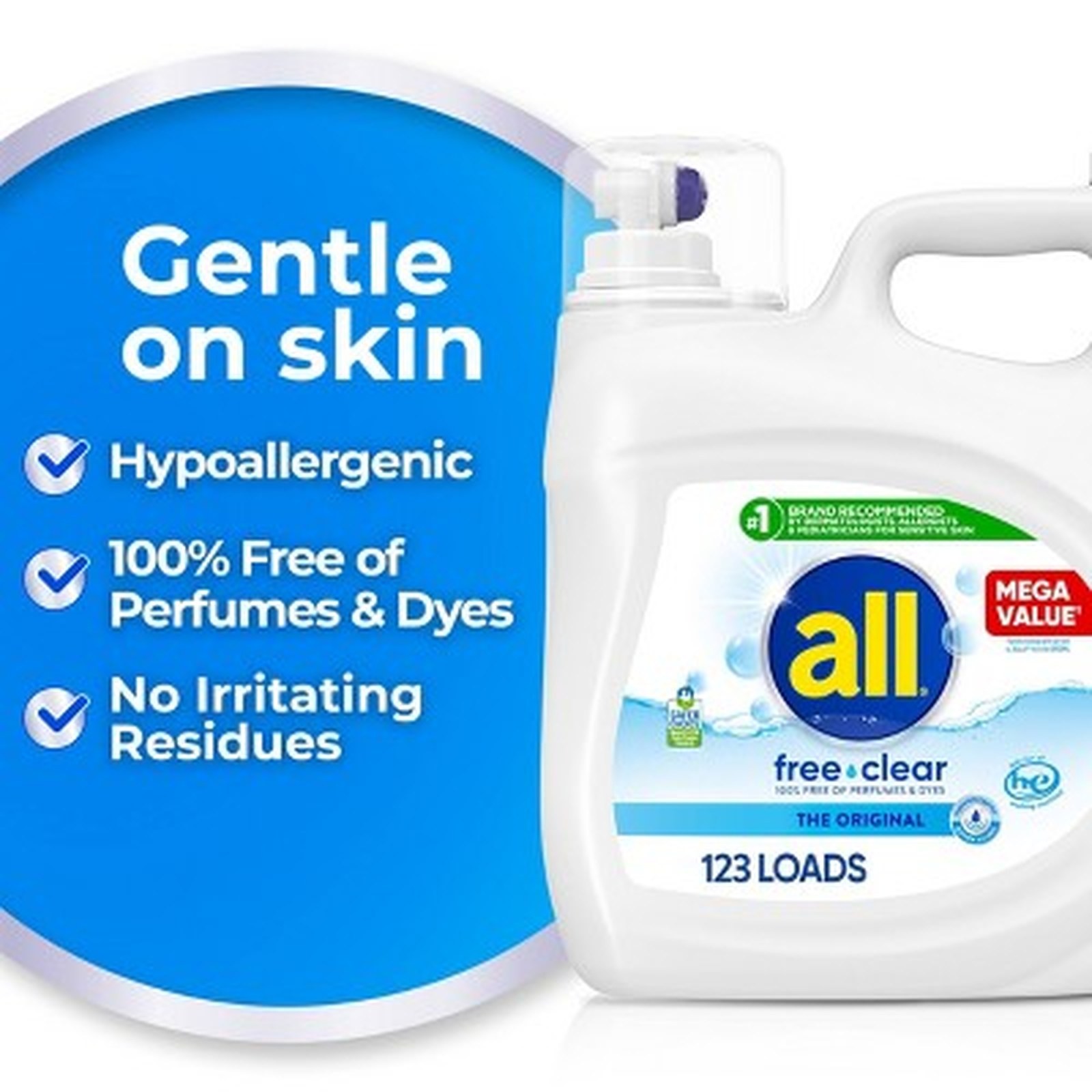 All Free Clear Liquid Laundry Detergent – Unscented, 154 fl oz, 123 Loads