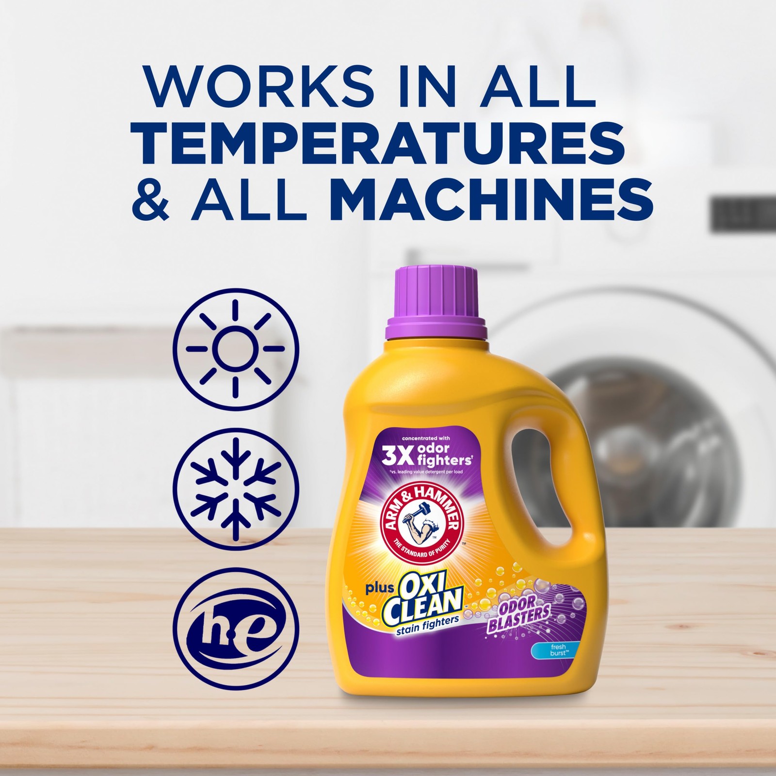 ARM & HAMMER Plus OxiClean with Odor Blasters Liquid 96.2 Fl Oz (Pack of 1)