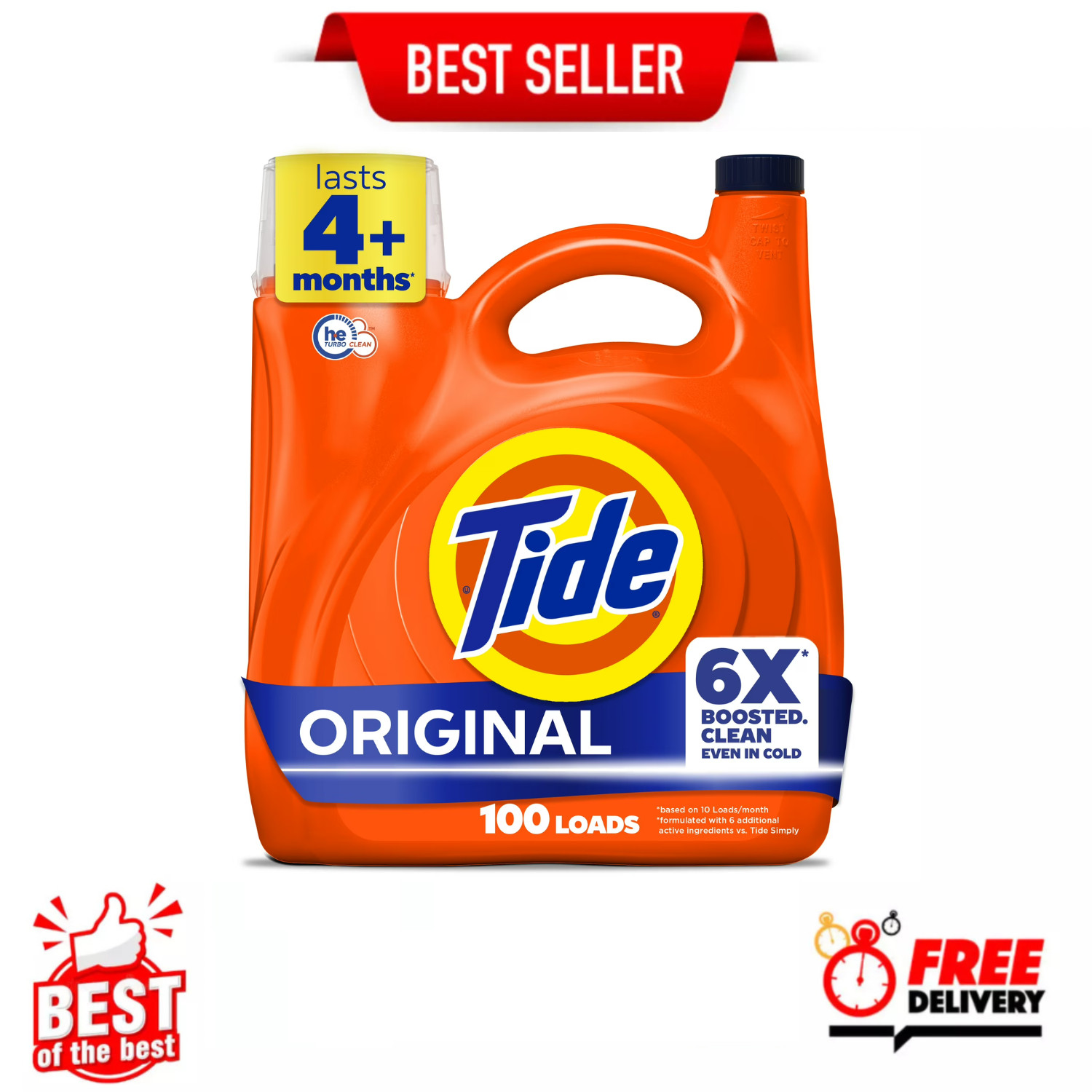 Tide Liquid Laundry Detergent Original Scent 132 fl oz 100 Loads HE