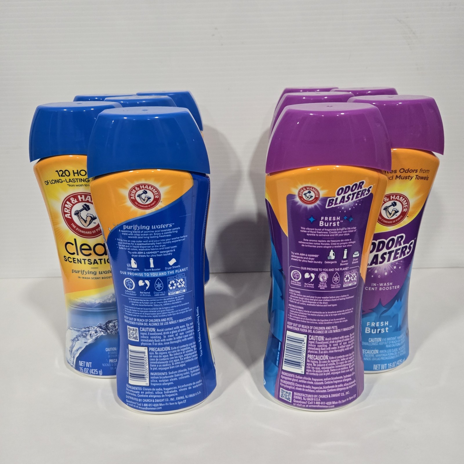 5xArm & Hammer In-Wash Scent Booster & 5xOdor Blaster Clean Sensations15Oz Ea.