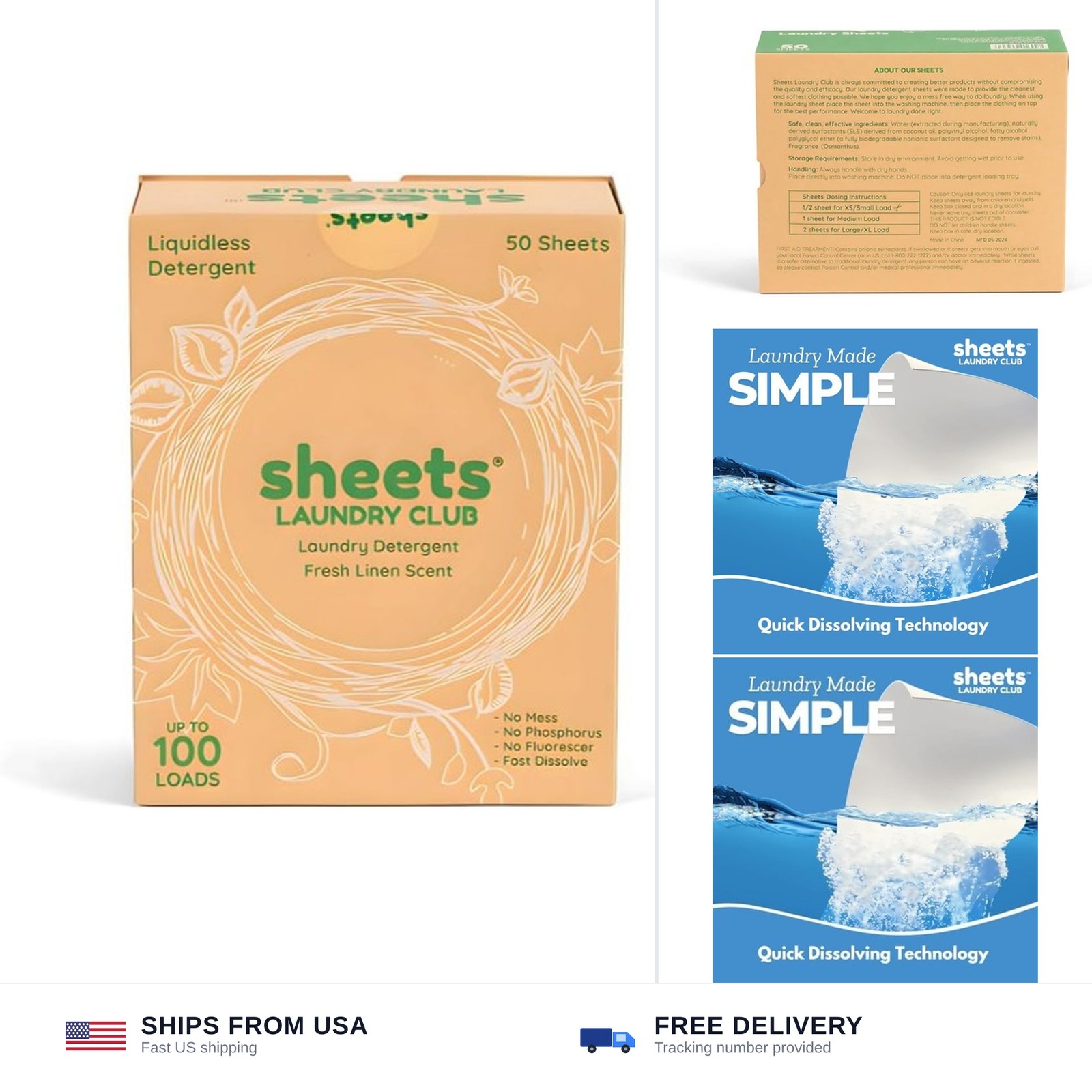 Sheets Laundry Club – Liquidless Laundry Detergent Sheets, 100 Loads – Fresh …
