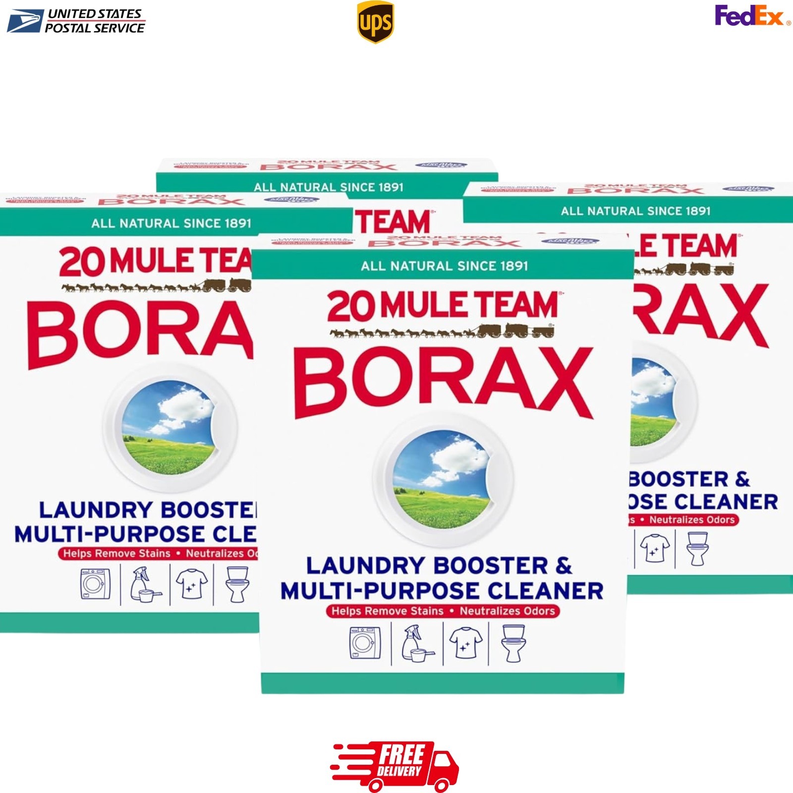 20 MULE TEAM Laundry Detergent Washing 4 Packs Household Cleaner