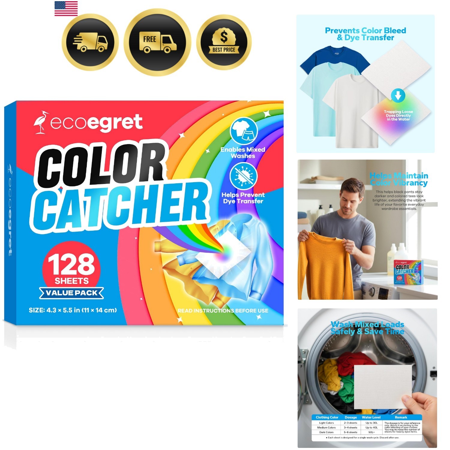 Color Catcher for Laundry 128 Count, Color catcher to Prevent Dye Transfer in…