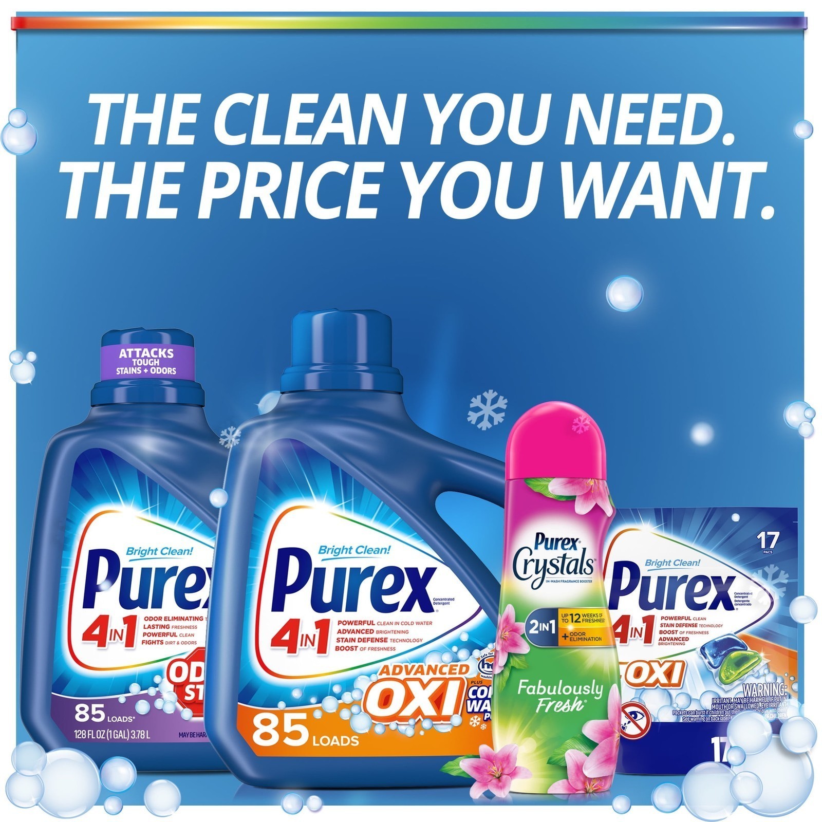 Liquid Laundry Detergent Plus OXI Stain Removing 128 Fl Oz 85 Wash Loads New