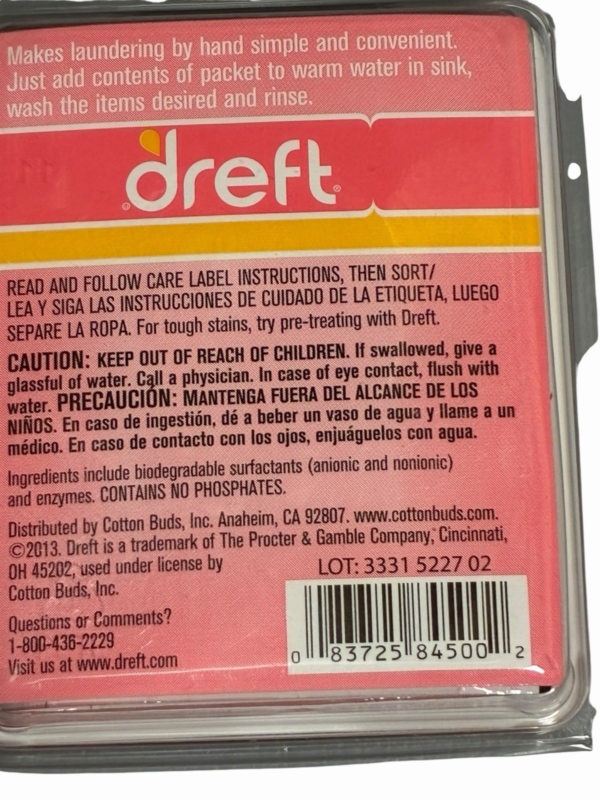 Dreft Baby Detergent Travel Sink Packets Hand Wash Lot 12 Sealed 3 Each Pack New