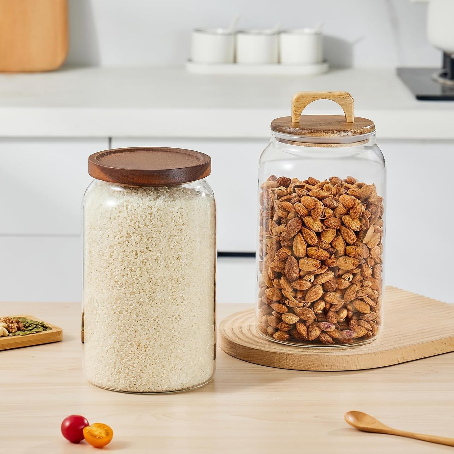 Glass Jars for Laundry Room Organization, Half-Gallon Laundry Pods Container,…