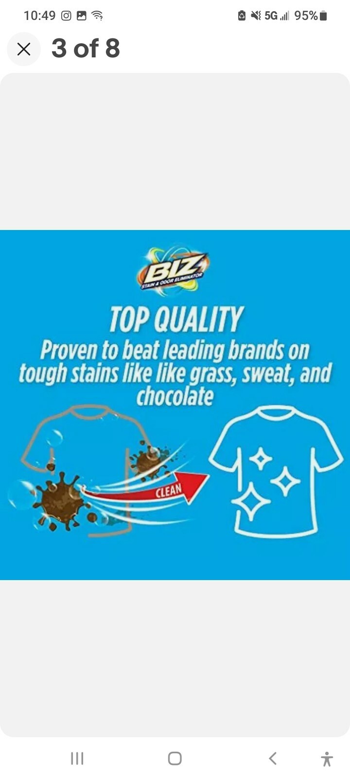 Biz Laundry Detergent Powder Booster Stain & Odor Removal – 50 Ounces