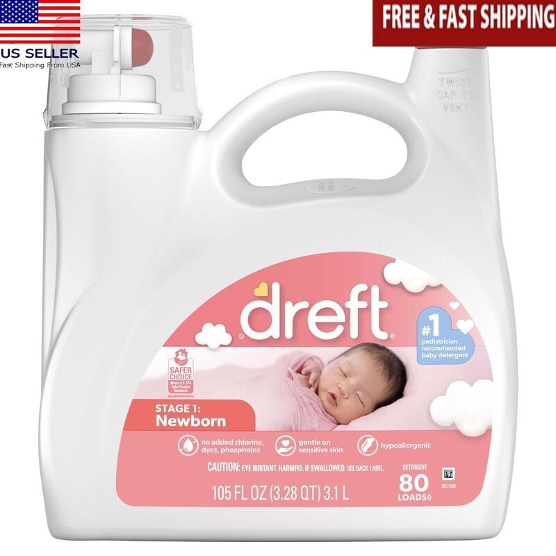 Hypoallergenic Baby Laundry Detergent 80 Loads Liquid Stain Odor Removal New