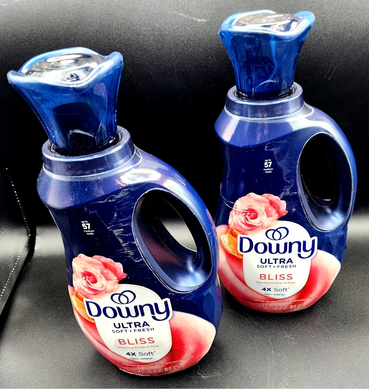 2 Downy ULTRA BLISS Sparking Amber & Rose Fabric Conditioner Softener 38 oz Ea