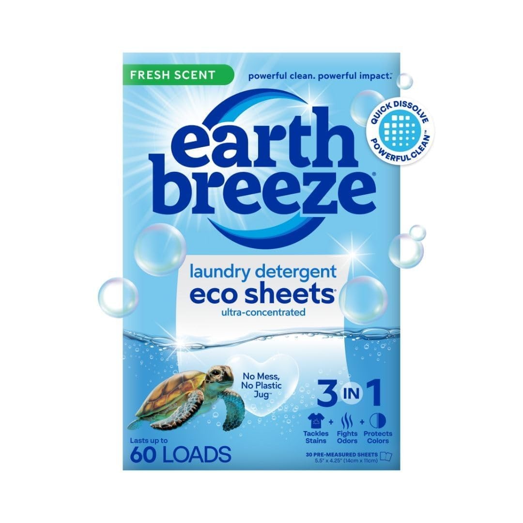 Laundry Detergent Sheets Fresh Scent – 60 Loads Eco Liquidless Soap – Travel-…