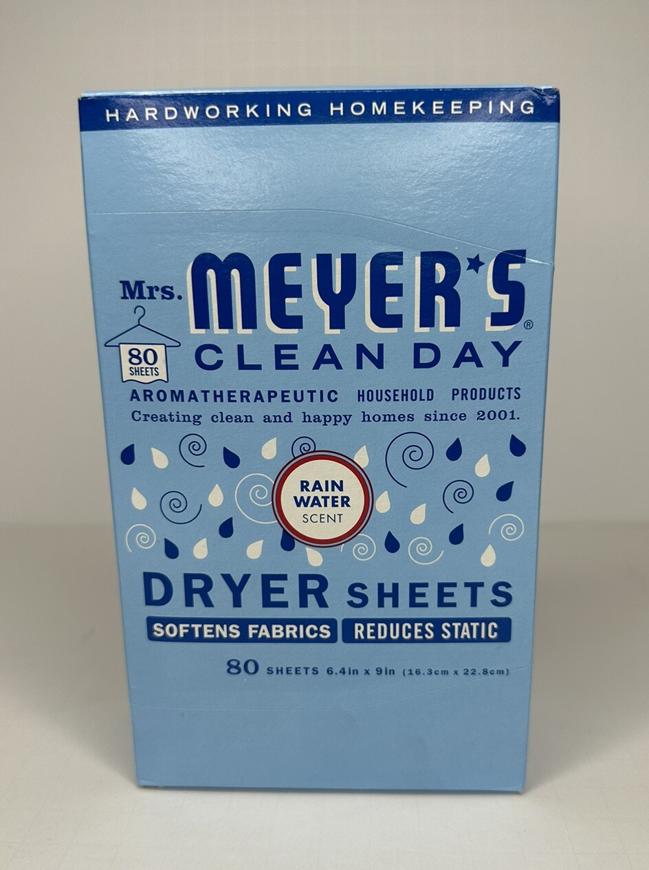 Mrs. Meyer’s Clean Day Dryer Sheets Rain Water Scent 80ct, New Box