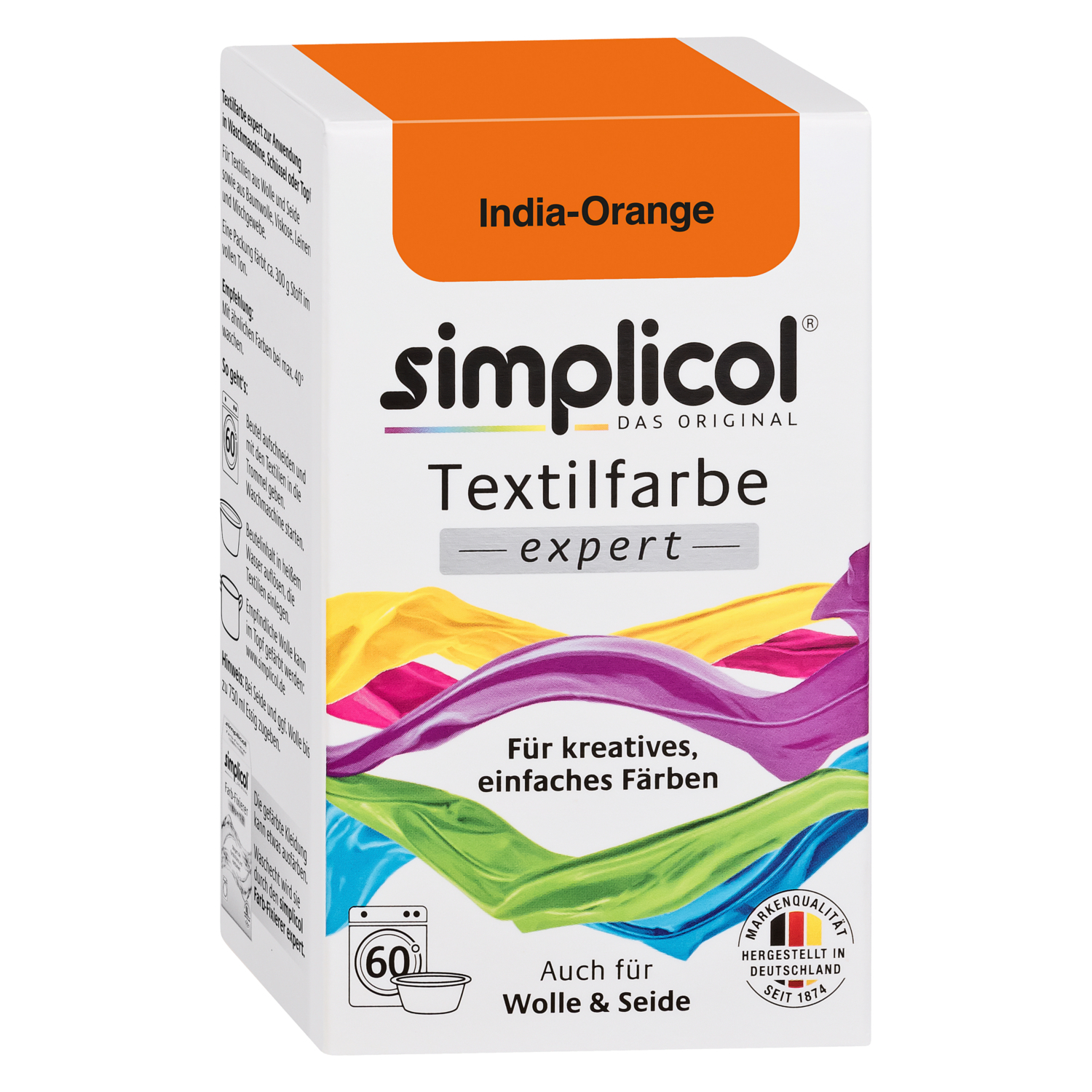Simplicol Fabric Dye Expert 2x Color INDIA ORANGE for 600g Fabric also for Wool