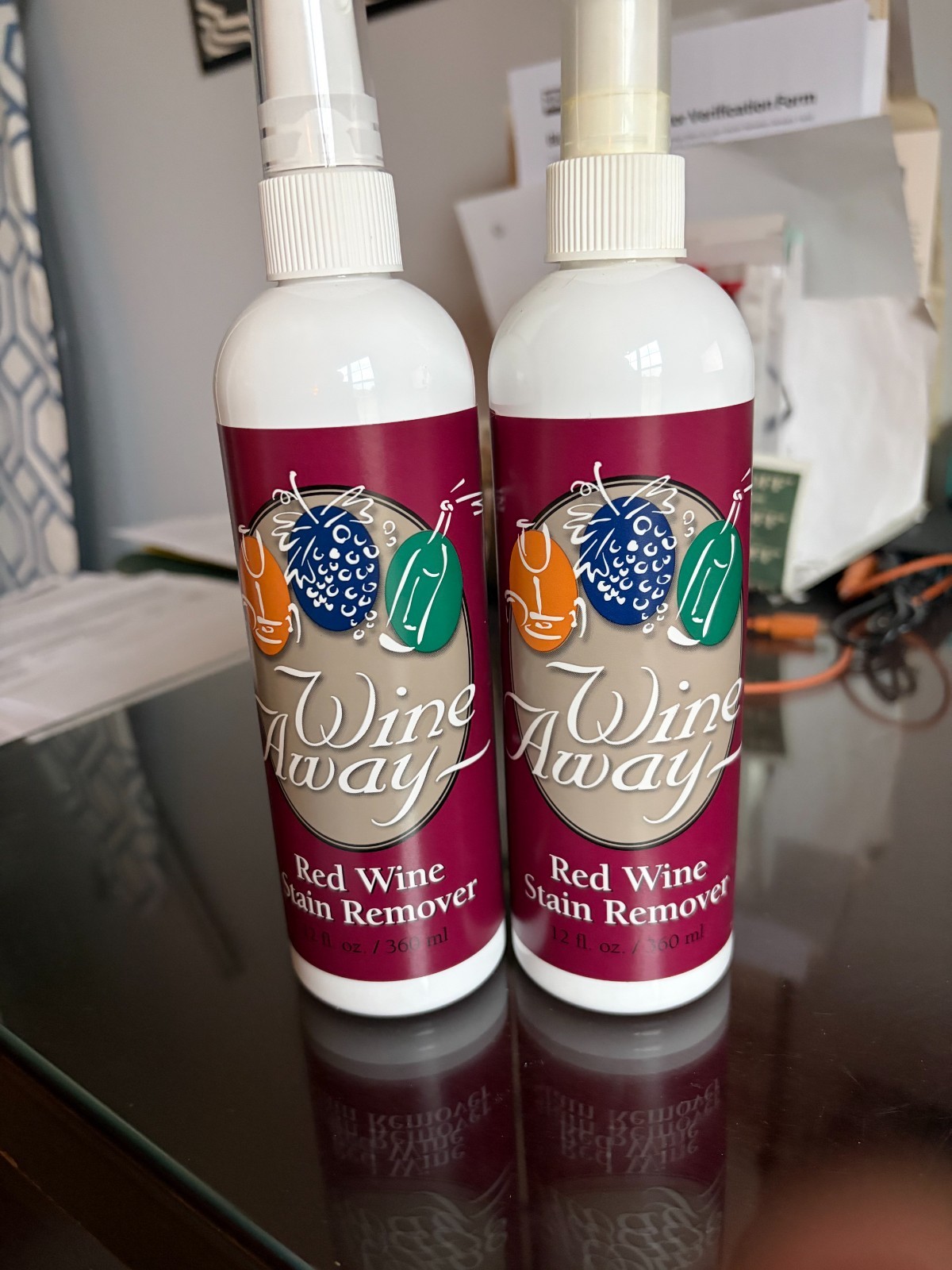 Wine Away Red Wine Stain Remover 12oz 2Pack Citrus Fabric Carpet & Laundry Spray