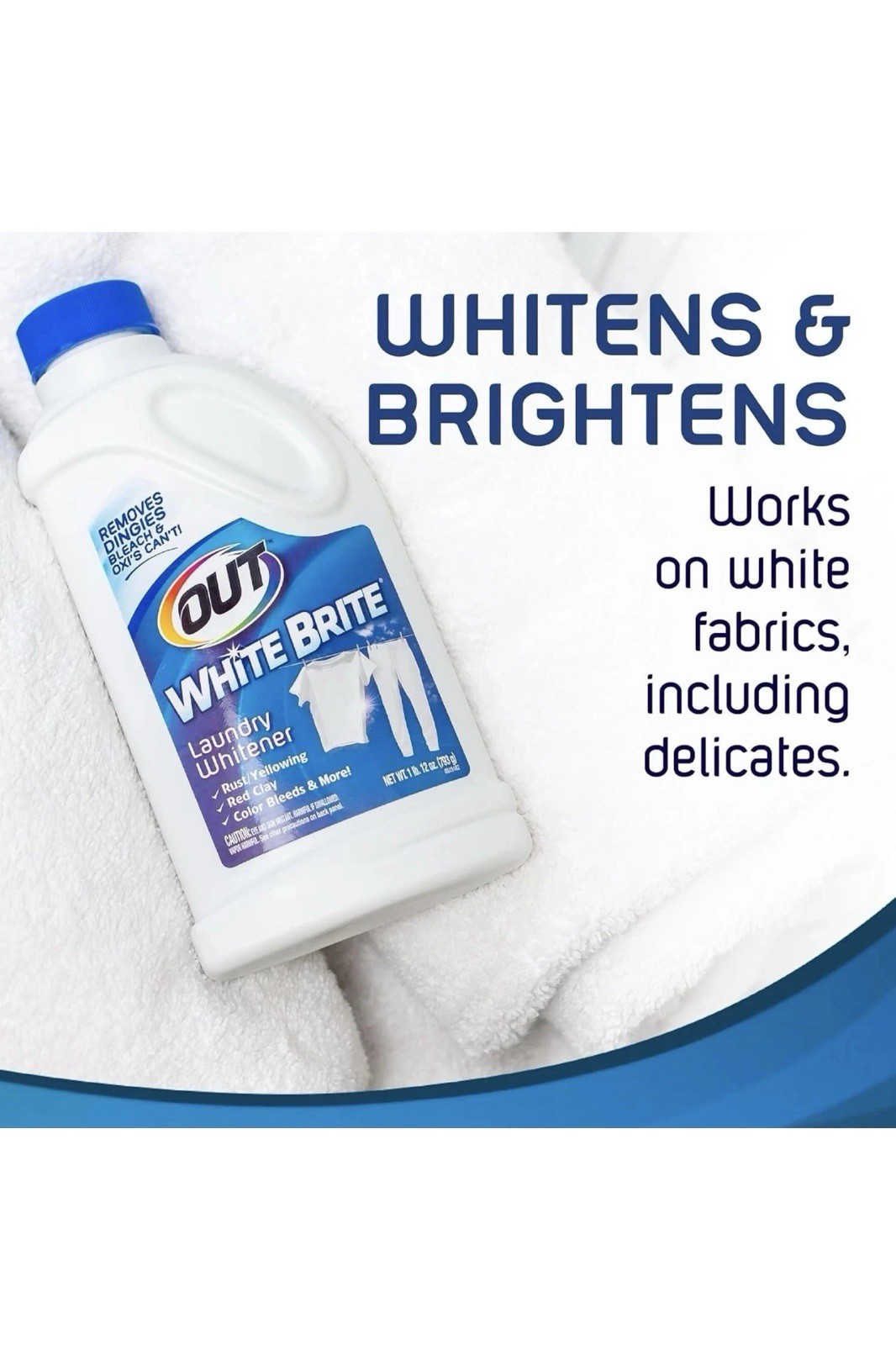 OUT White Brite Laundry Whitener Powder HE Compatible 1 lb 12 oz (2 Pack)