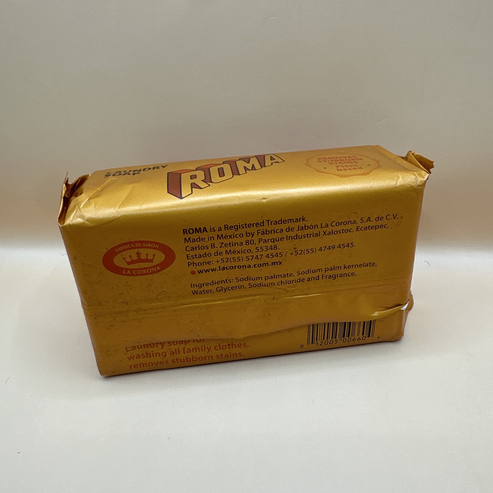 ROMA Laundry Soap Bar Jabón De Lavandería 100% Plant Based 400g Made In Mexico