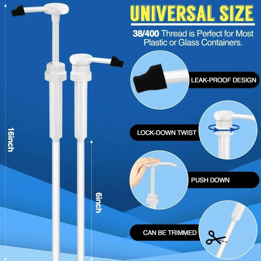 2 Pack 5 Gallon Pump Dispenser 1oz Pump for Large Gallon Bucket with 50cm Extend