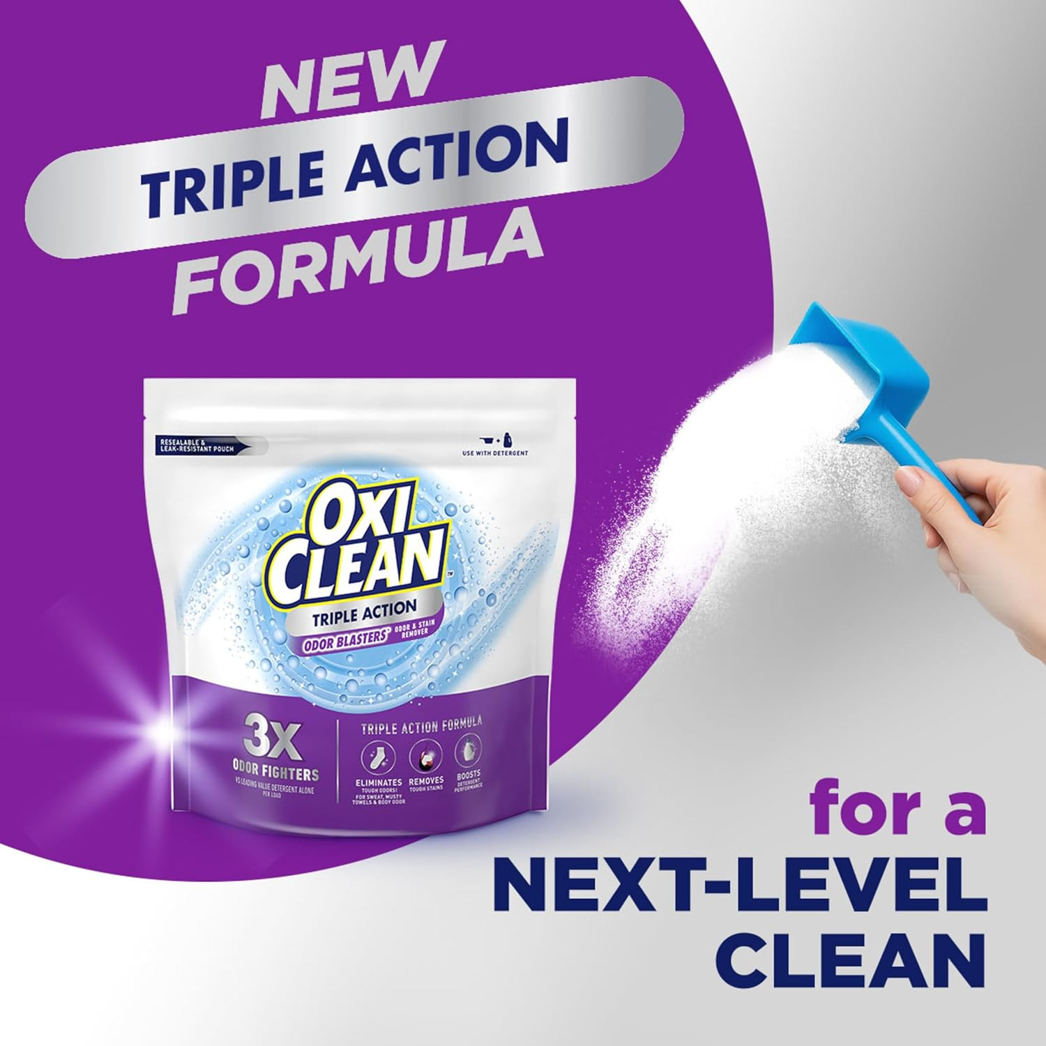 Oxiclean Triple Action Odor Blasters Powder, Stain Remover, Color Safe, 4 lb