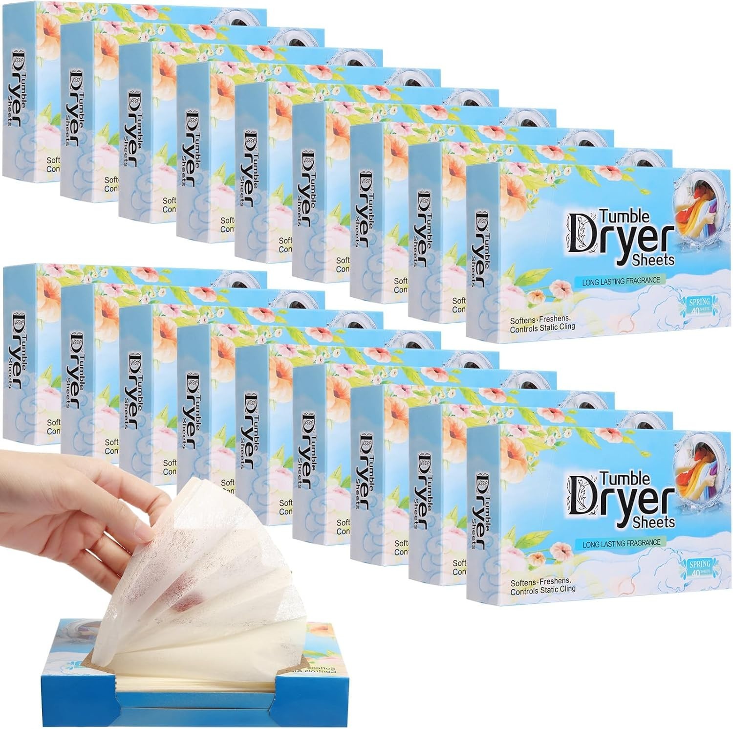 Natural Plant-Based Dryer Sheets – 480 Lavender Scent for Static Free Laundry