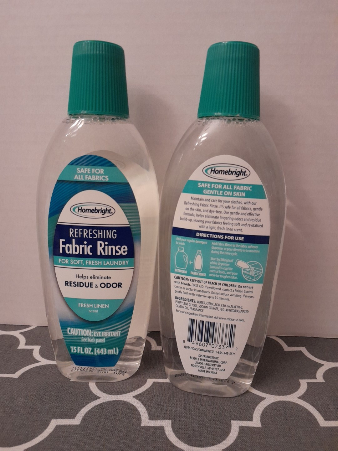 2 Homebright Laundry Fabric Rinse Eliminates Residue Odor Fresh Linen Each 15 oz