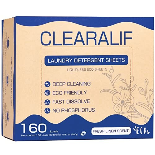 Laundry Detergent Sheets Up to 160 Loads – 160 Count (Pack of 1) Fresh Linen