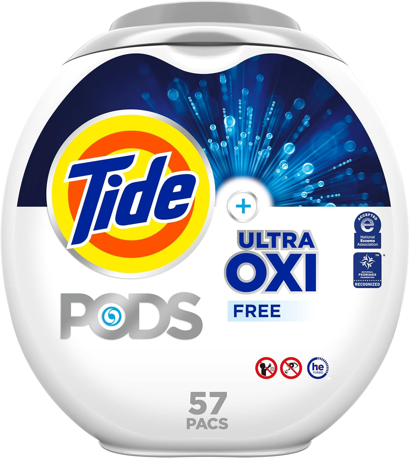 Tide PODS Ultra Oxi Free and Gentle Laundry Detergent Packs, 57 Count, Hypoaller