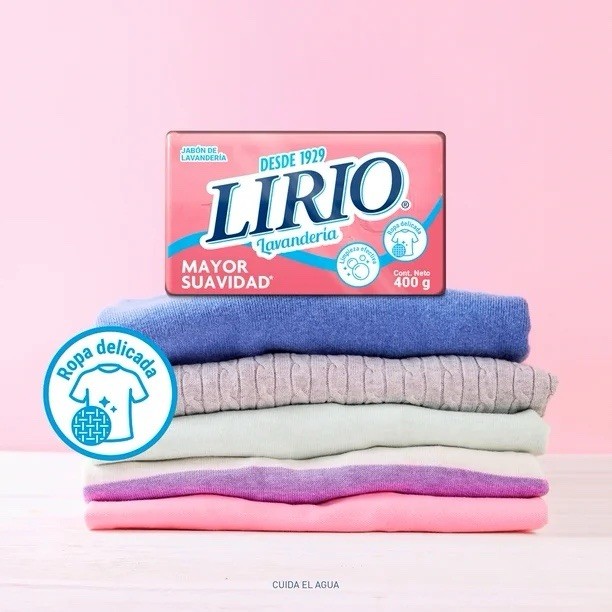 3X LIRIO Jabón de Barra Tejidos Delicados 🇲🇽 Bar Laundry Soap, 400g, 3 Pack