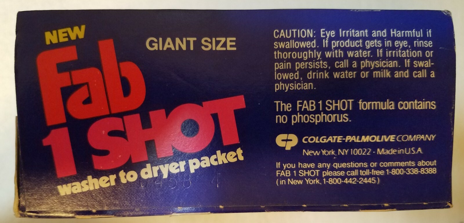 NOS VINTAGE Fab 1 Shot Giant Size Washer to Dryer 12 Laundry Packets Palmolive