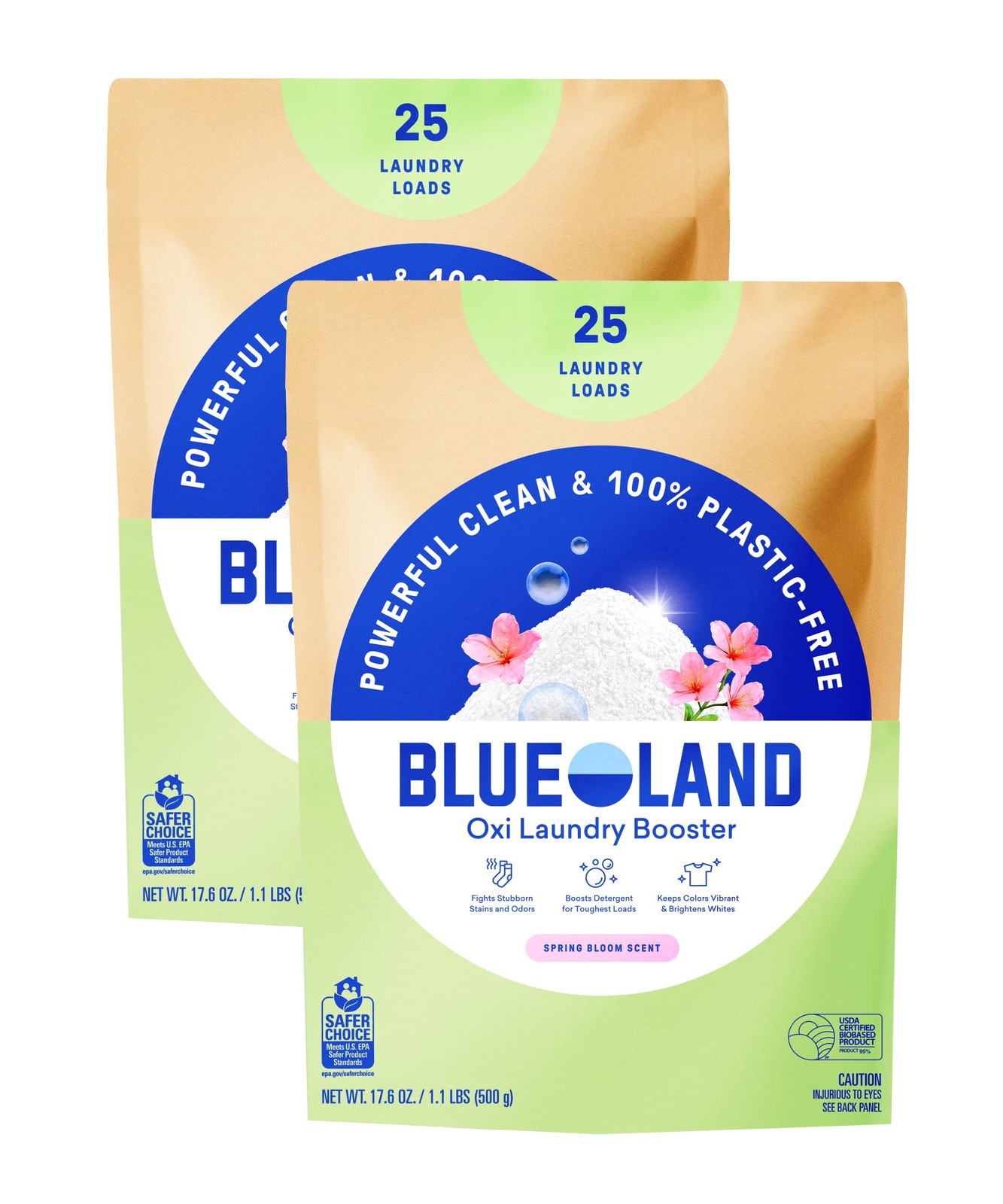 BLUELAND Oxi Laundry Booster Powder Refill 2-Pack, 17.6 Ounce (Pack of 2)