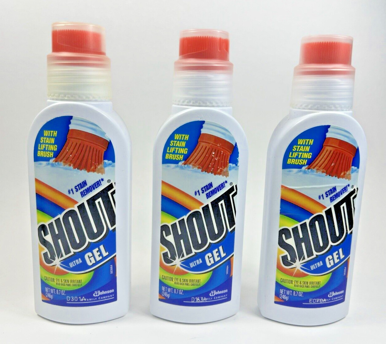 3 SHOUT Ultra Gel Stain Remover Stain Lifting Scrubber Brush 8.7oz Each New USA