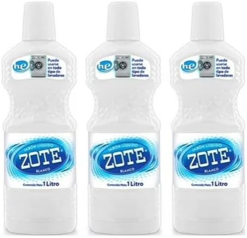 ZOTE White Liquid Laundry Detergent Soap Jabon 33.81fl oz/1 liter Pack of 3