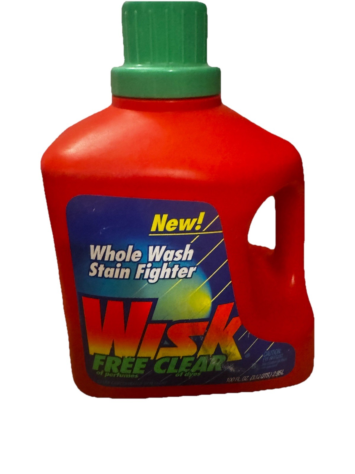 Vintage 1995 Wisk Free Clear 100 oz Bottle Concentrated Detergent
