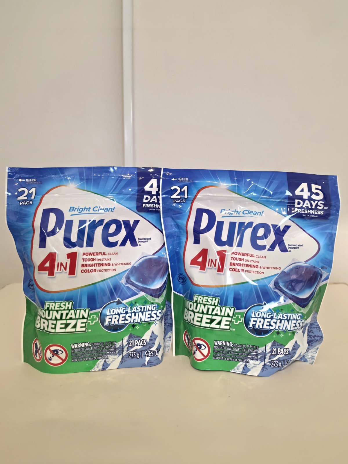 Lot Of 2 Purex 4-in-1 Laundry Detergent Pacs, Fresh Mountain 42 Count Total