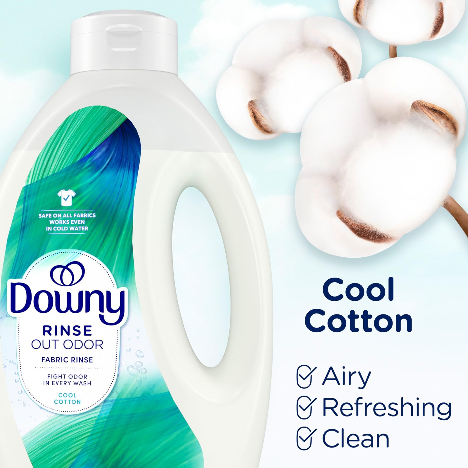Downy Rinse Laundry Odor Remover, Cool Cotton Scent, 62 62 Fl Oz (Pack of 1)