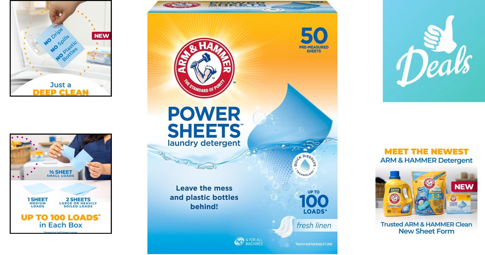 Laundry Detergent – Fresh Linen Scent – Recyclable Packs – Up to 100 Small Loads