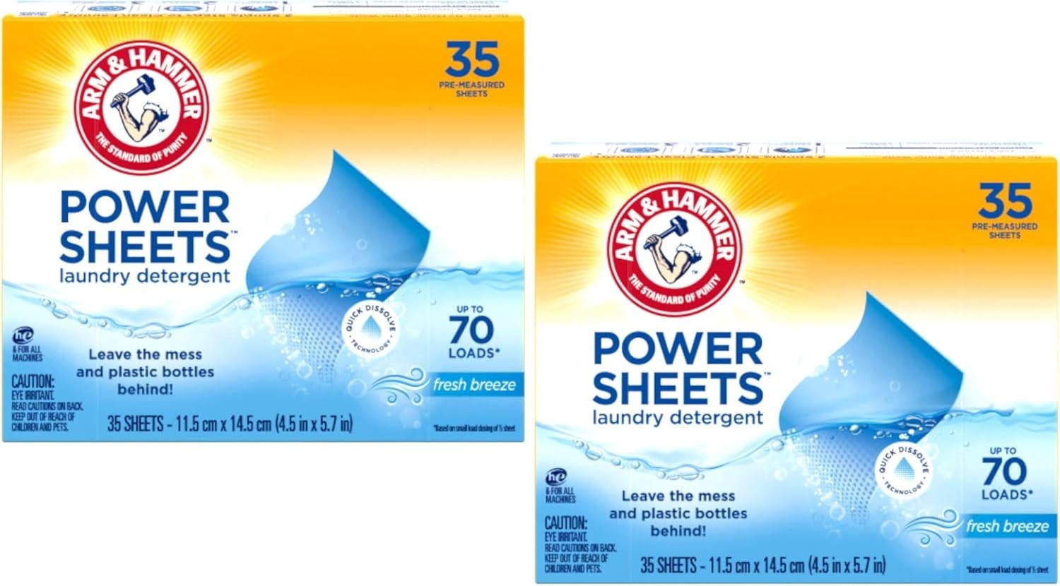 Arm & Hammer Laundry Sheets 35 Ct 2 Pack Fresh Breeze Up to 140 Loads