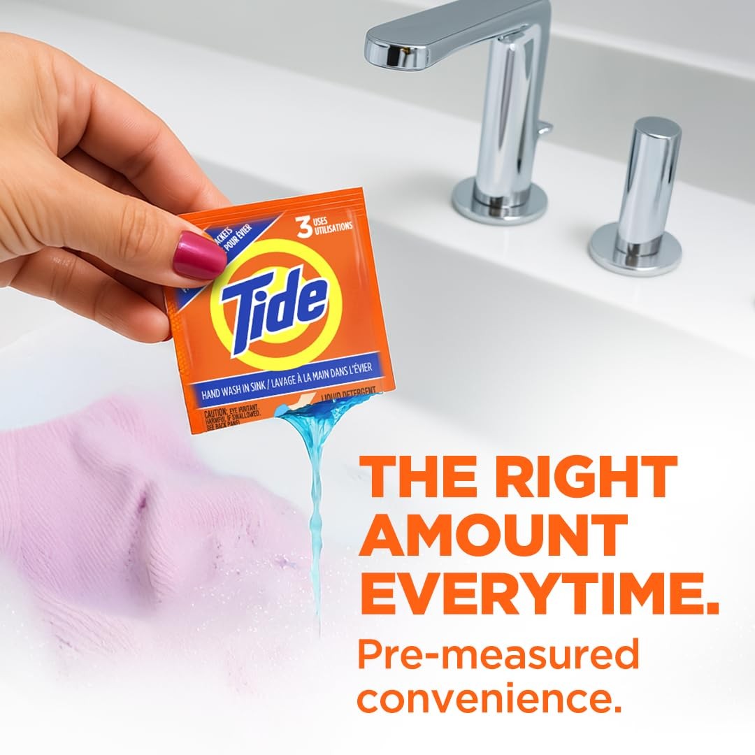 Tide Travel Sink Packets, 4 Packs of 3 7.2 Fl Oz (12 Count)