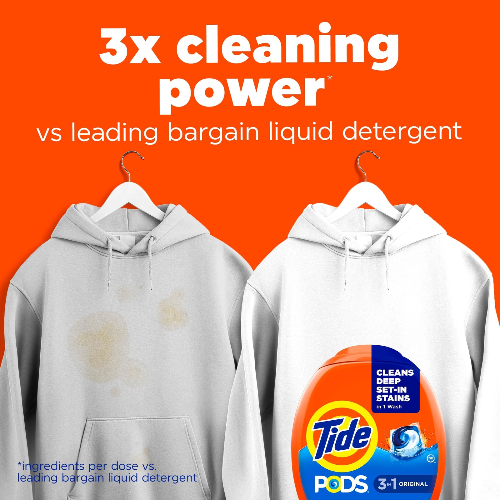 Tide PODS laundry detergent pacs, 3-in-1 Stain 76 Count (Pack of 1), liver