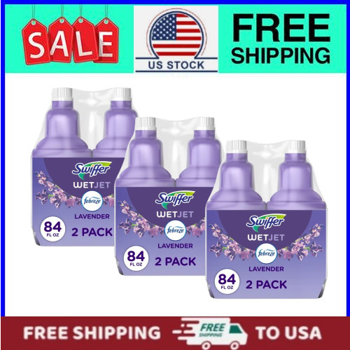 Swiffer Wet Jet Solution Refill, Lavender, 6 x 42.2 fl oz