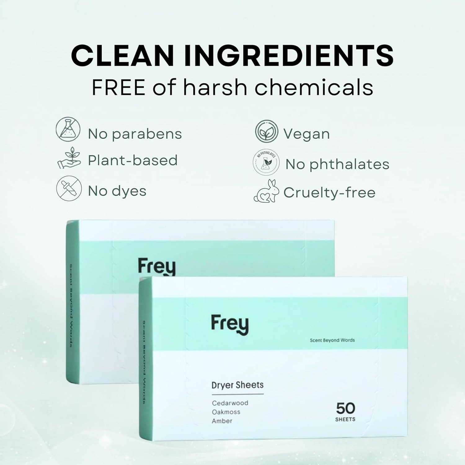 FREY Naturally Scented Dryer Sheets | Eco Friendly Fabric Softener for Static Co